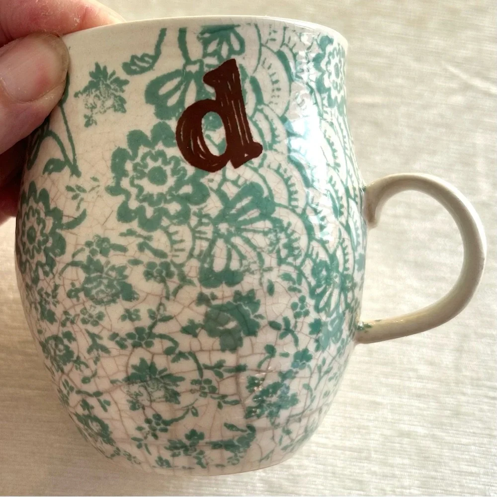 ANTHROPOLOGIE porcelain d floral handmade mug - Picture 6 of 6